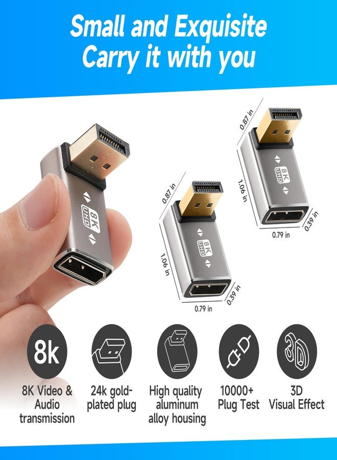 Togconn 8K 90 Degree DisplayPort 1.4 Adapter 2-Pack, (Up and Down) Right Angle DP Male to Female Display Port L-Shaped Connector Extender Support 8K@60Hz,4K@144Hz for Wall TV, Monitor, Laptop and PC - Image 3